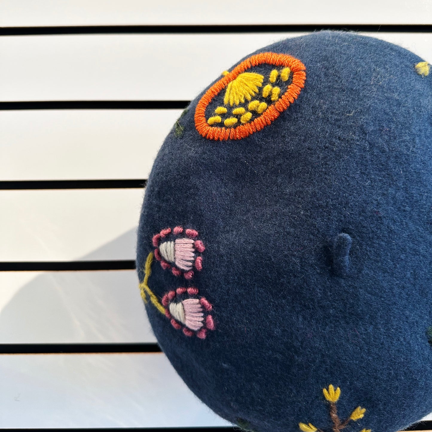 Beret - Blue w/ Flowers