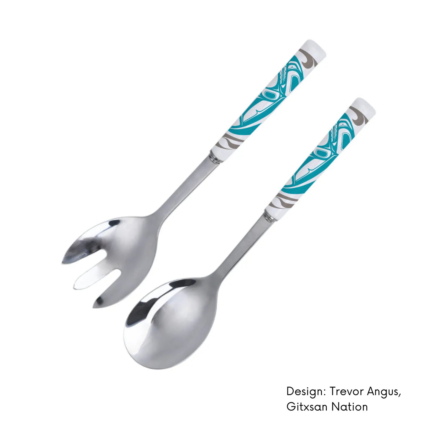 Salad Servers with Contemporary Indigenous Artwork