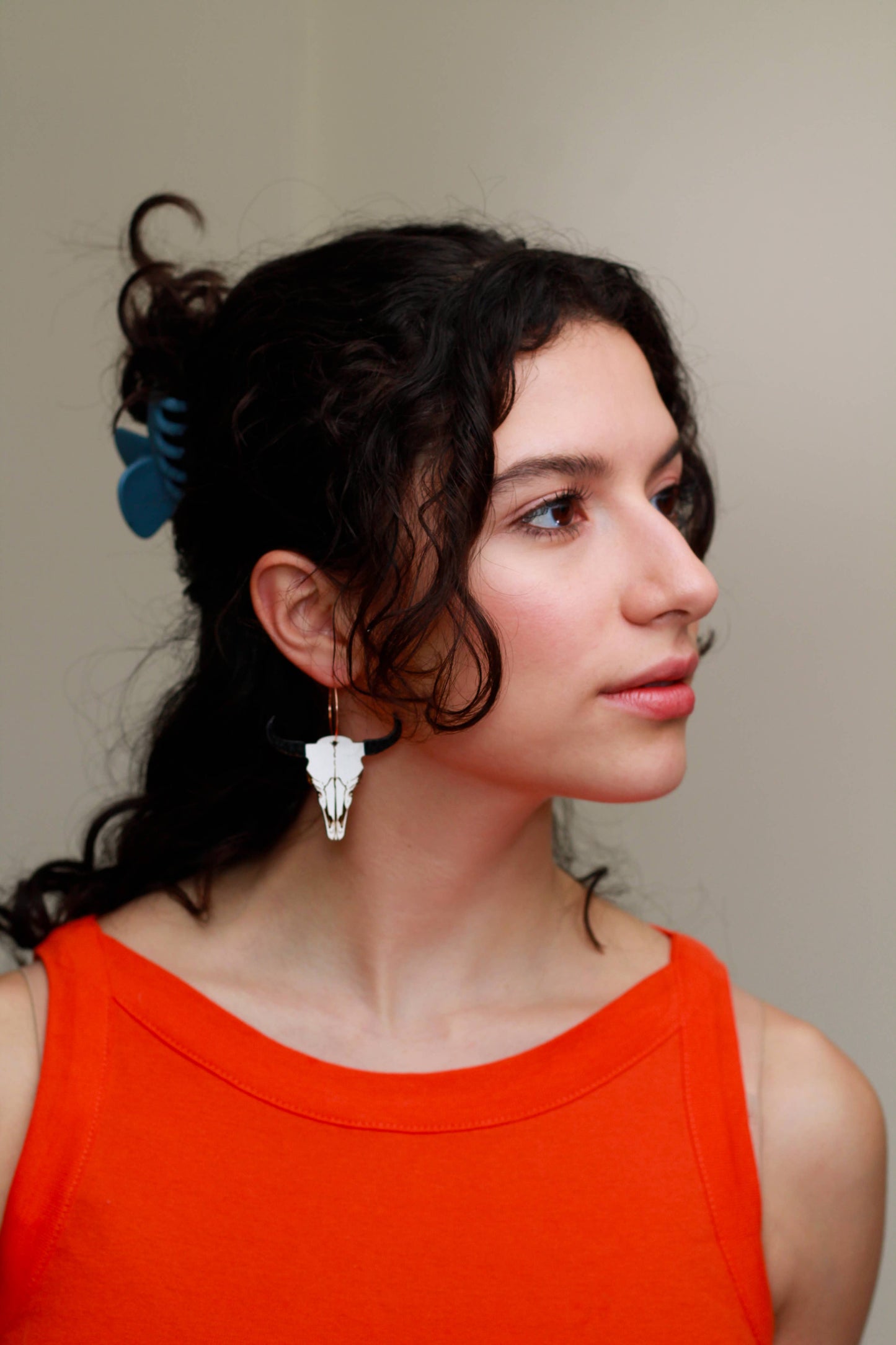 Bison Skull Hoop Earrings