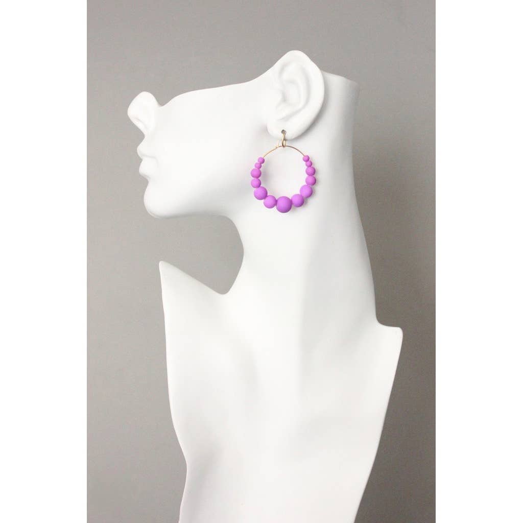 Purple Glass Hoop Earrings