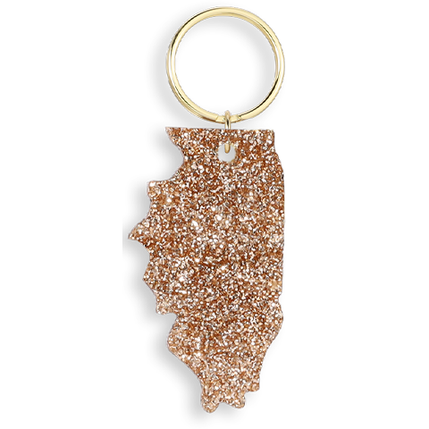 Illinois Glitter Keychain