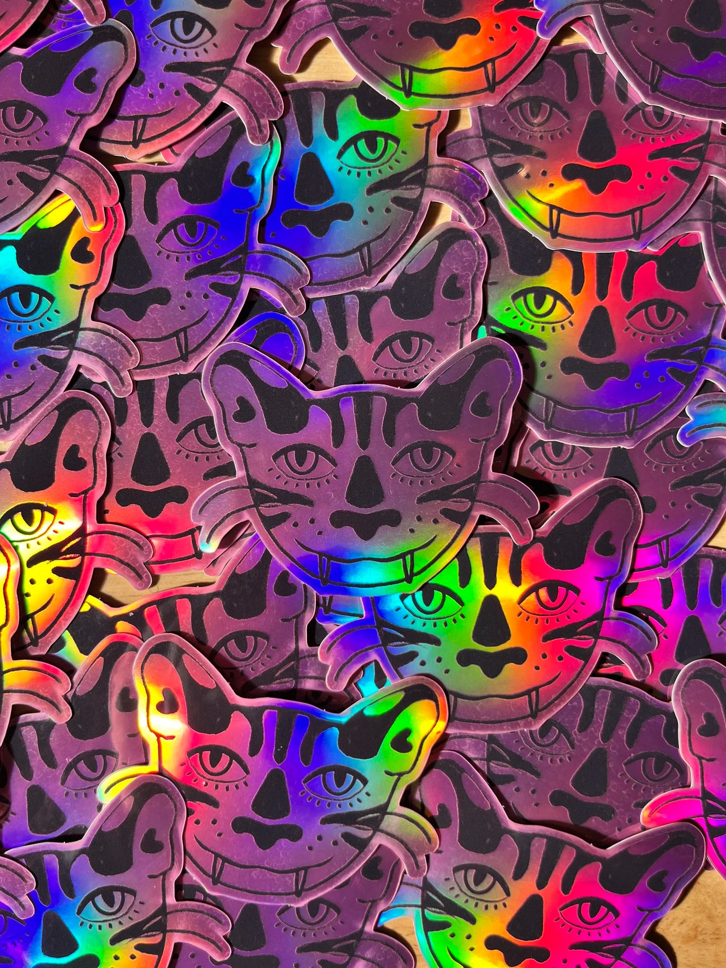 Grinning Tiger Holo Sticker