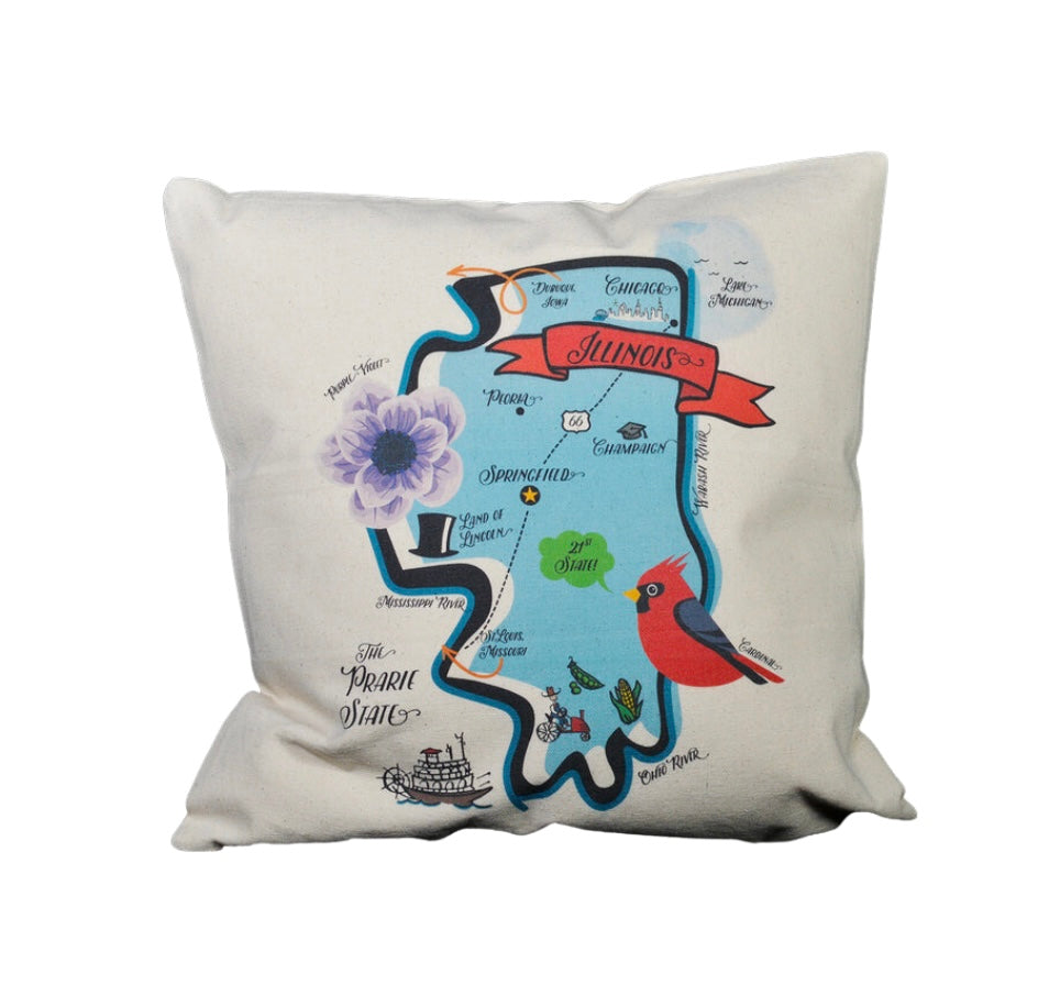 Illinois Map Pillow