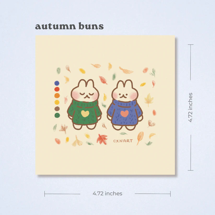 "Autumn Buns" Art Print & Postcard
