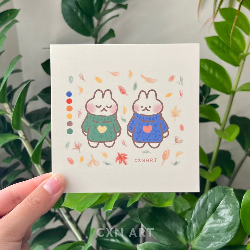 "Autumn Buns" Art Print & Postcard