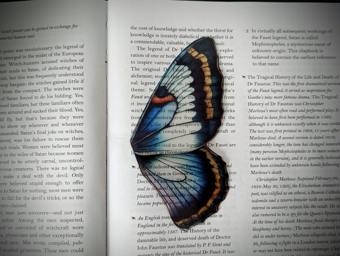 Clear Bookmark - Blue Purple Butterfly Wing Dark Academia