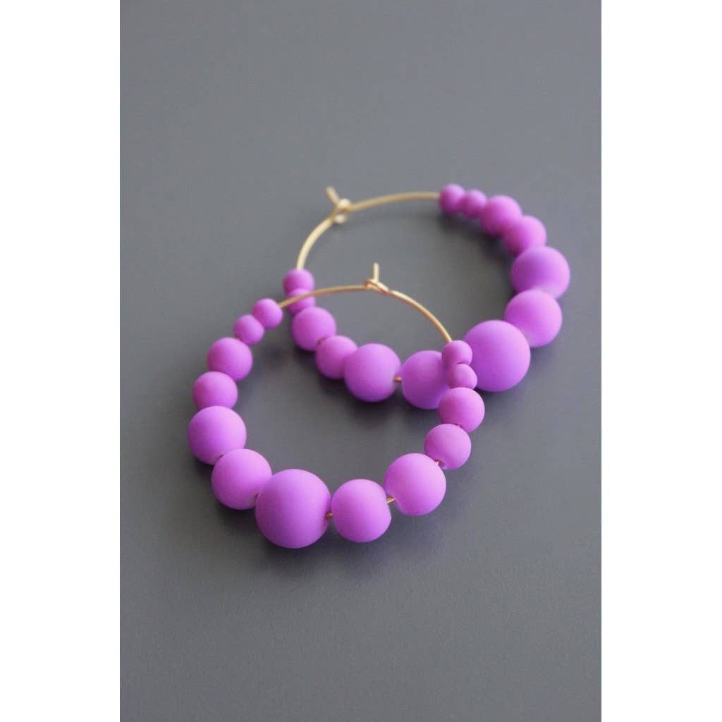 Purple Glass Hoop Earrings