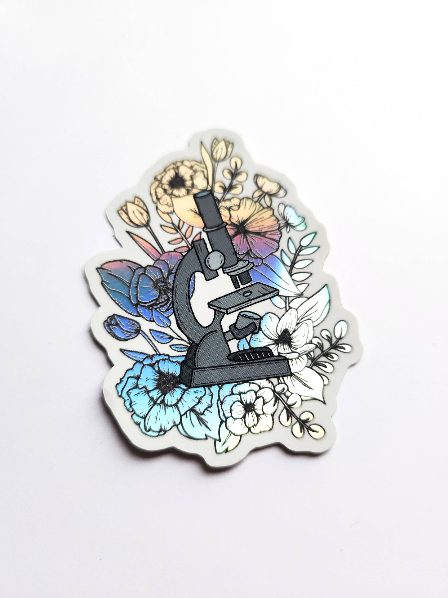 Holographic Microscope and Flowers Sticker