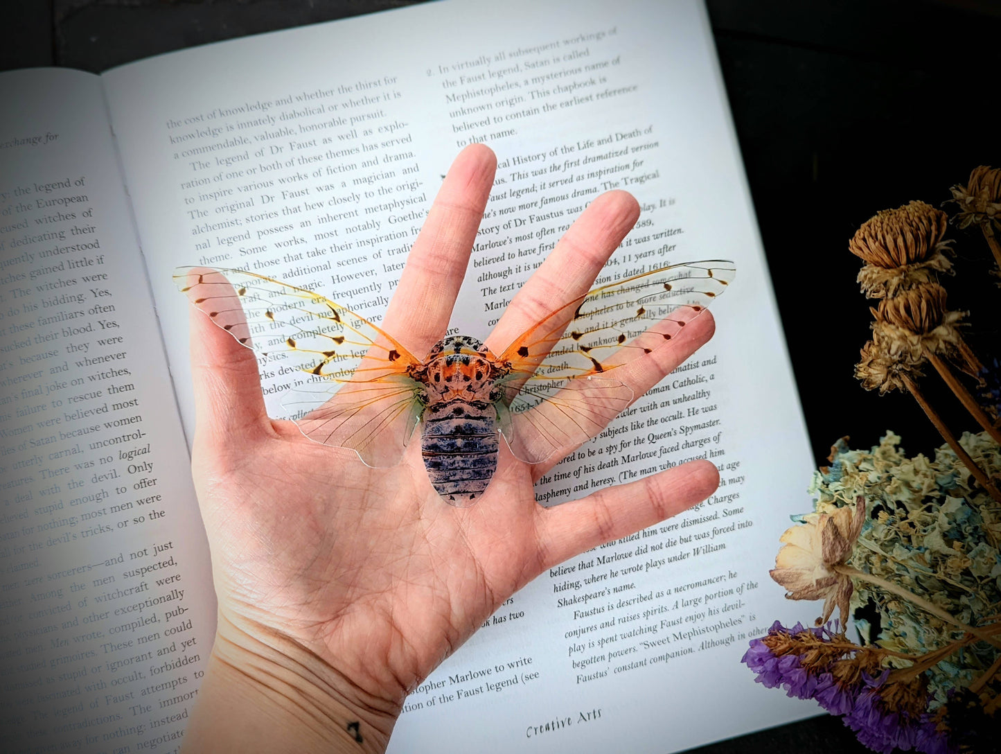 Clear Bookmark - Ghost Cicada Goth Gothic Horror