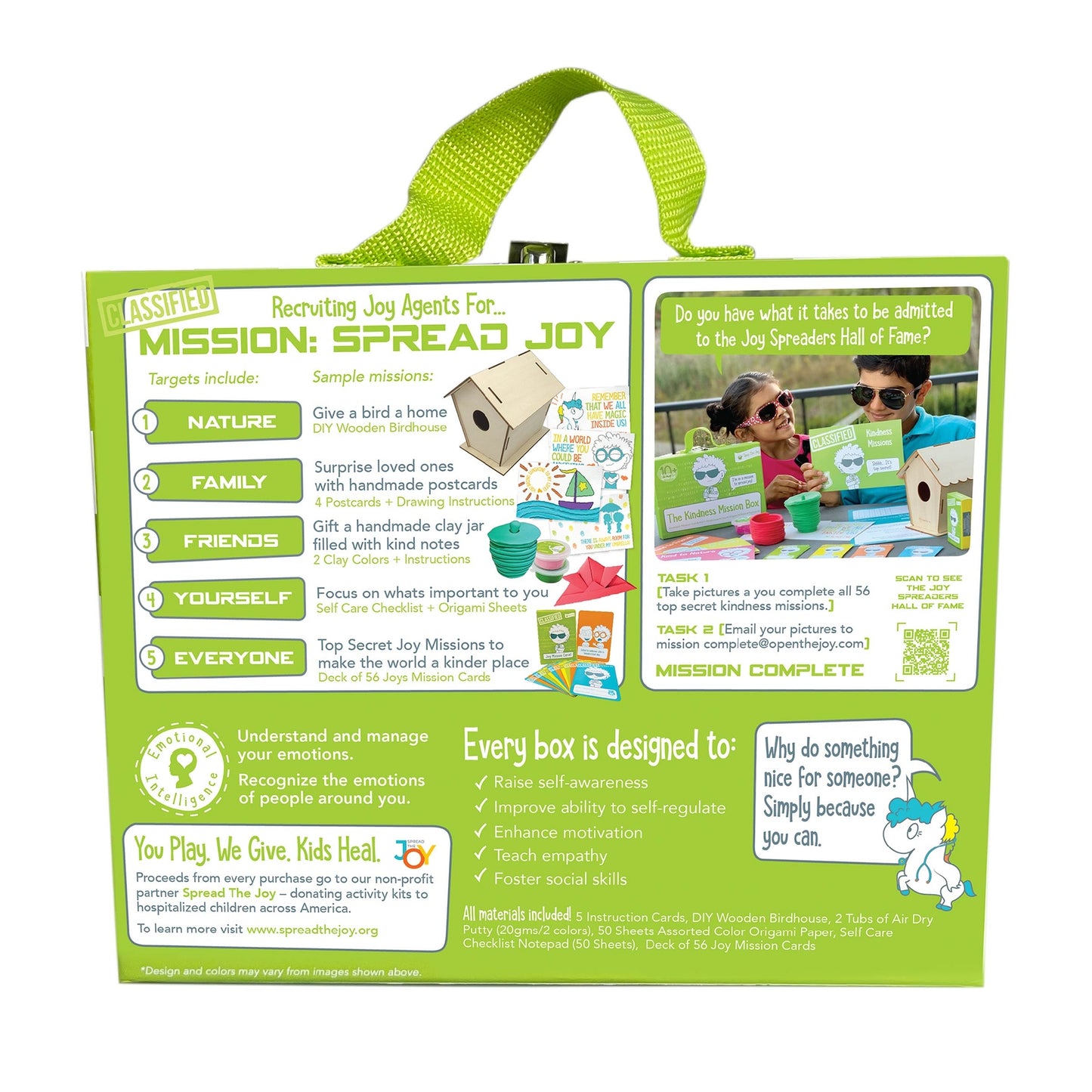 Back view of The Kindness Missions Box.