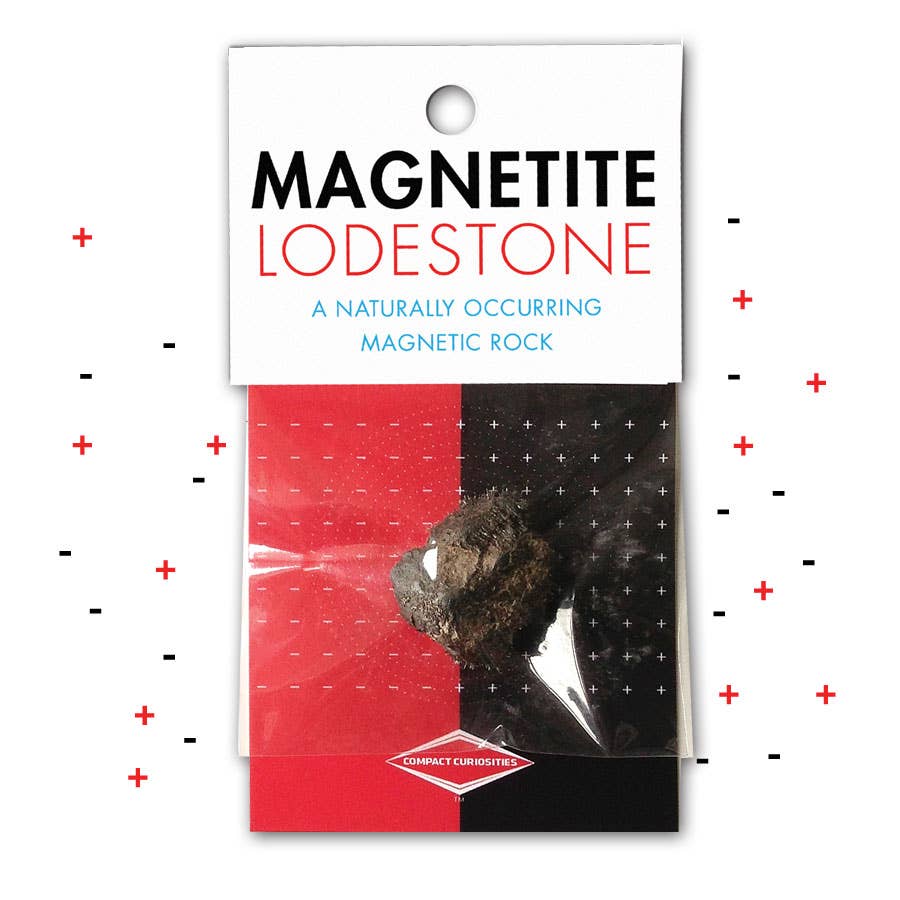 Photo of the Magnetite Lodestone in its package.