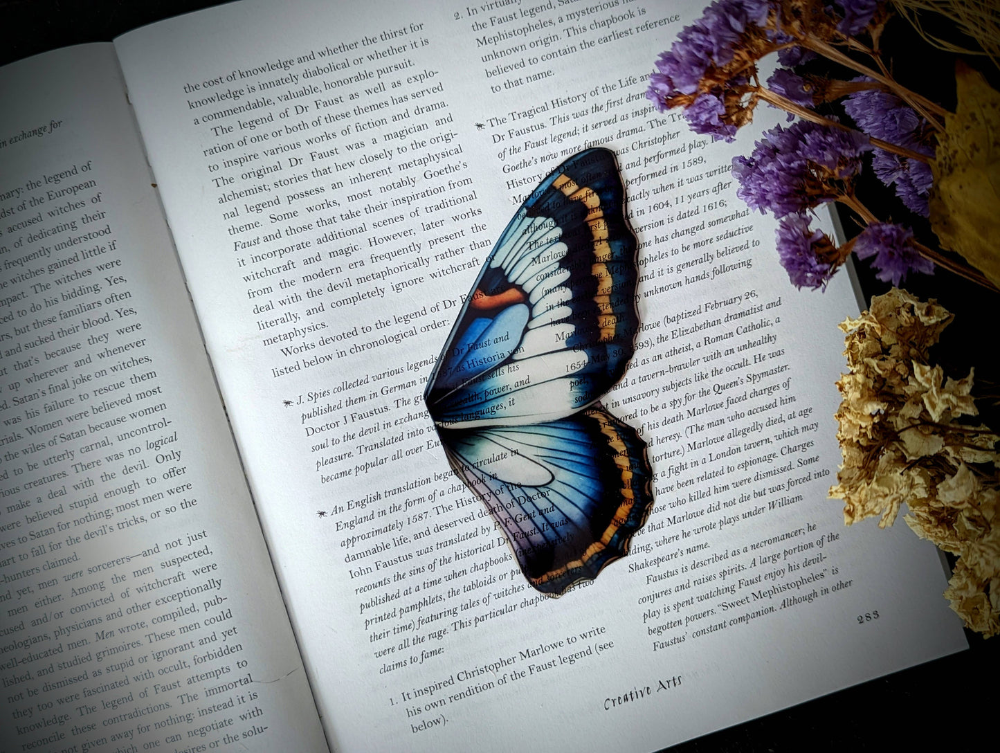 Clear Bookmark - Blue Purple Butterfly Wing Dark Academia