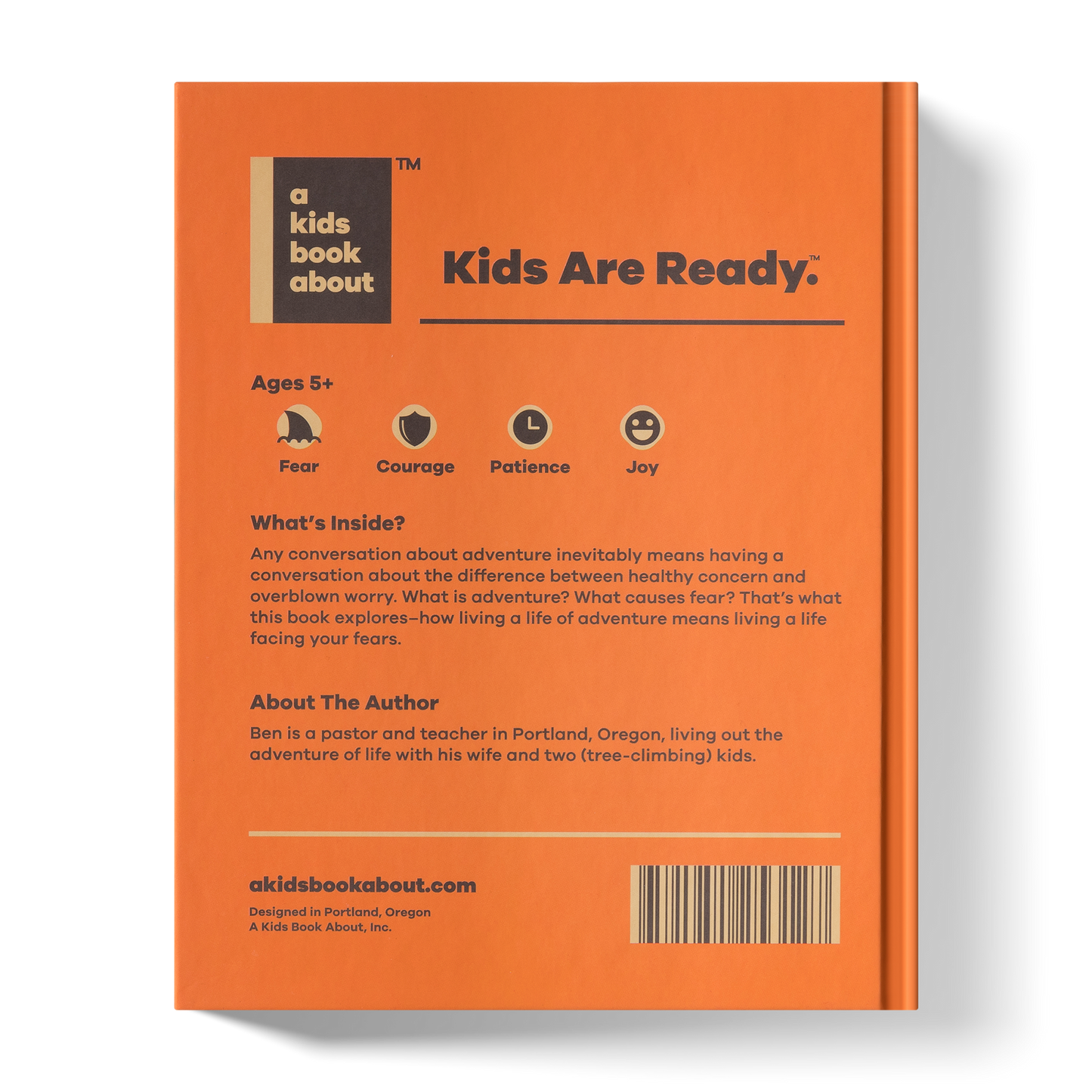 Back cover of “A Kids Book About Adventure”
