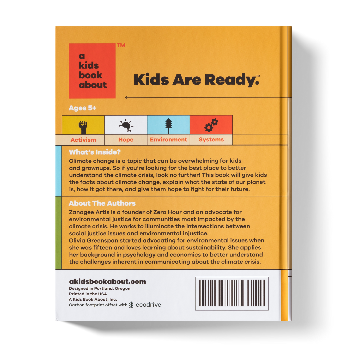 Back cover of “A Kids Book About Climate Change”