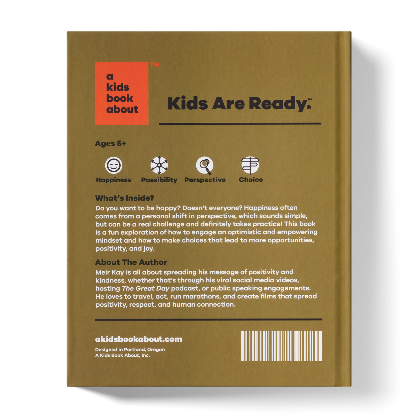 Back cover of “A Kids Book About Optimism”