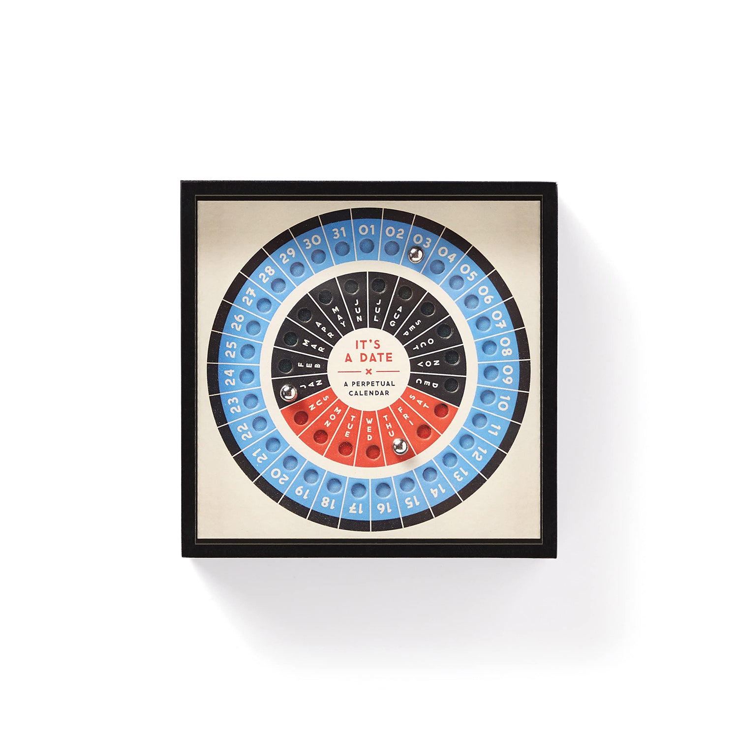 Closer image of the Perpetual Desk Calendar, with month and day set.