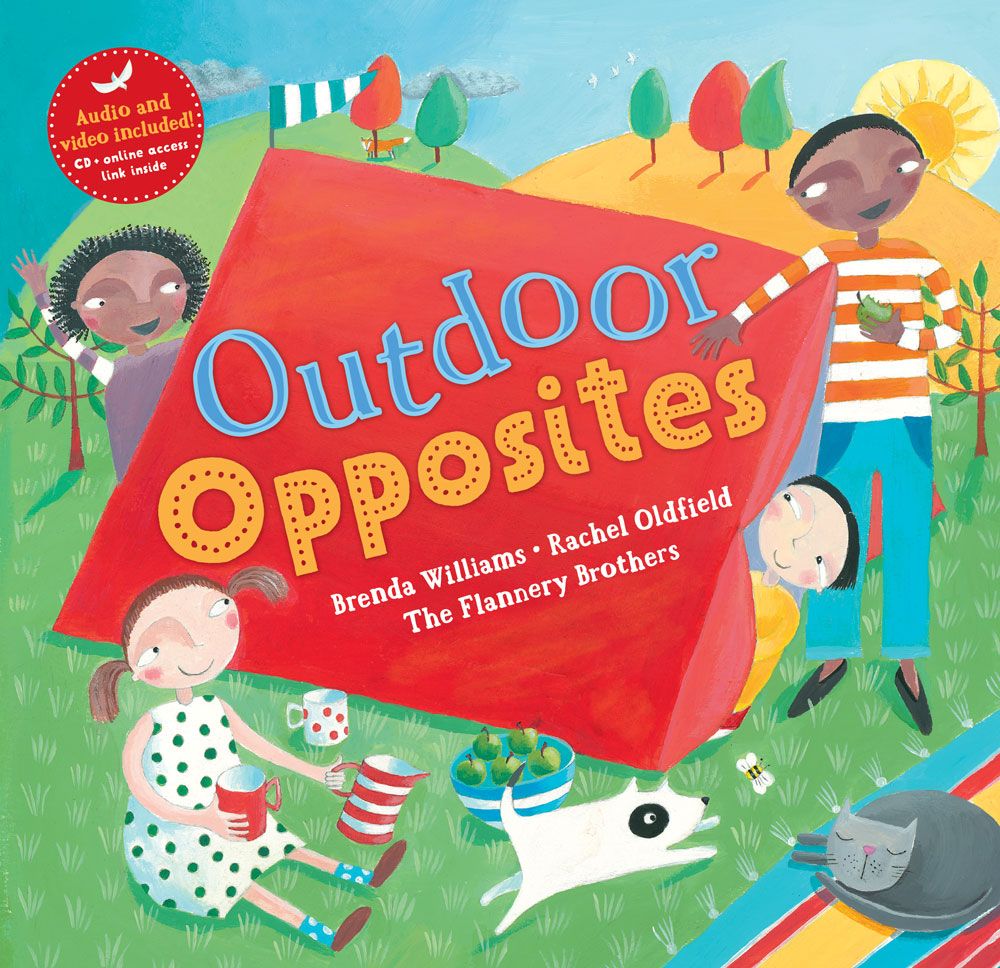 “Outdoor Opposites” kids book cover.