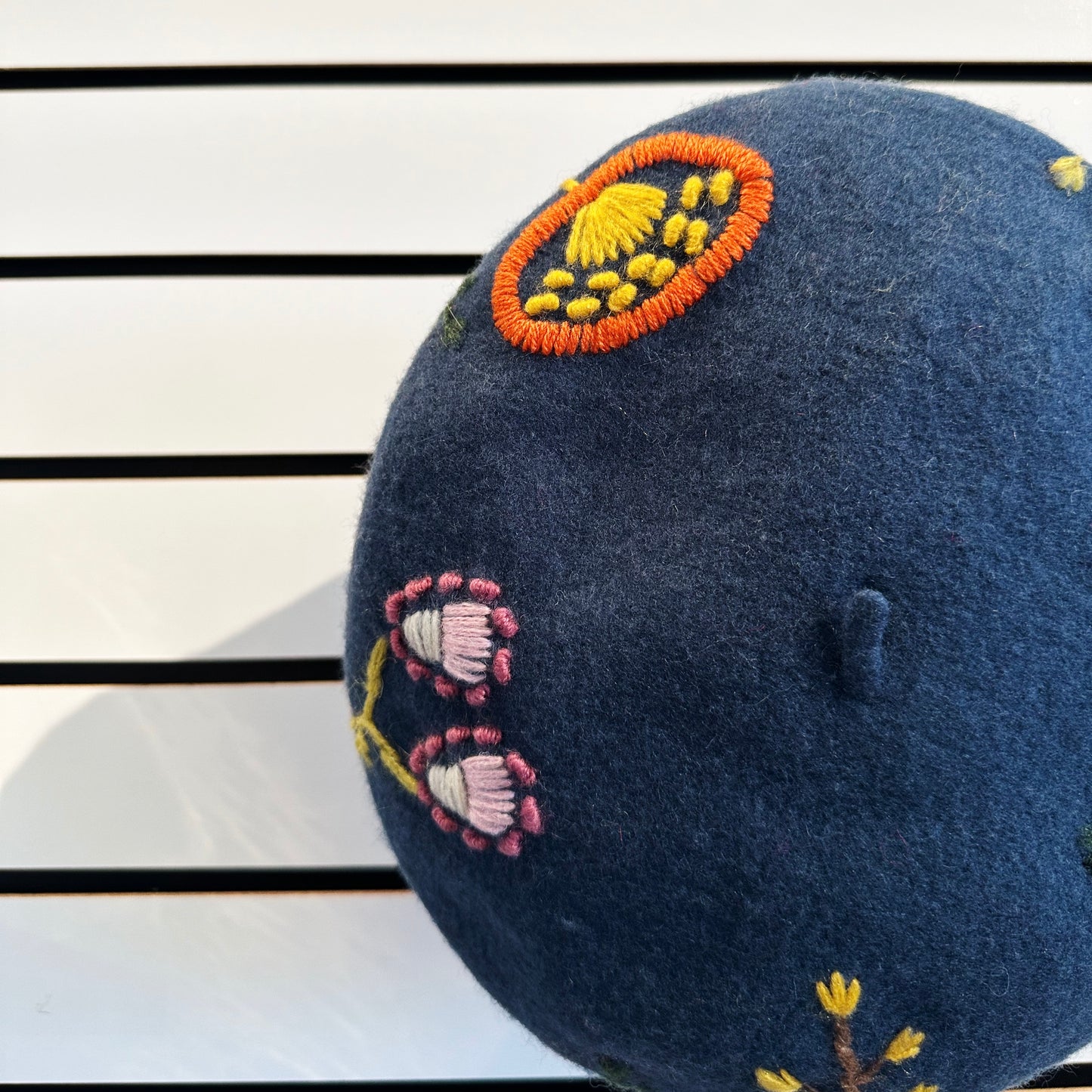 Blue Beret with Flowers