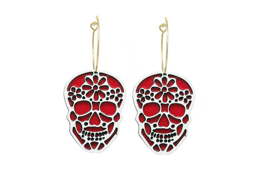 Day of the Dead - Sugar Skull Hoop Earrings