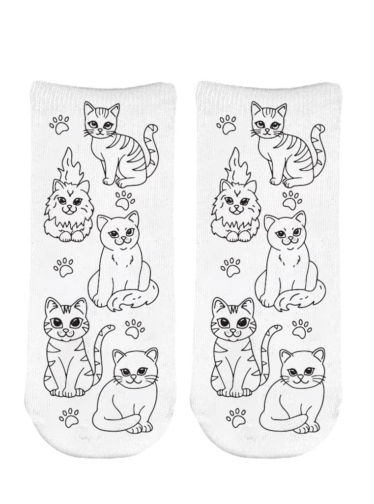 Feline Friends Coloring Ankle Socks