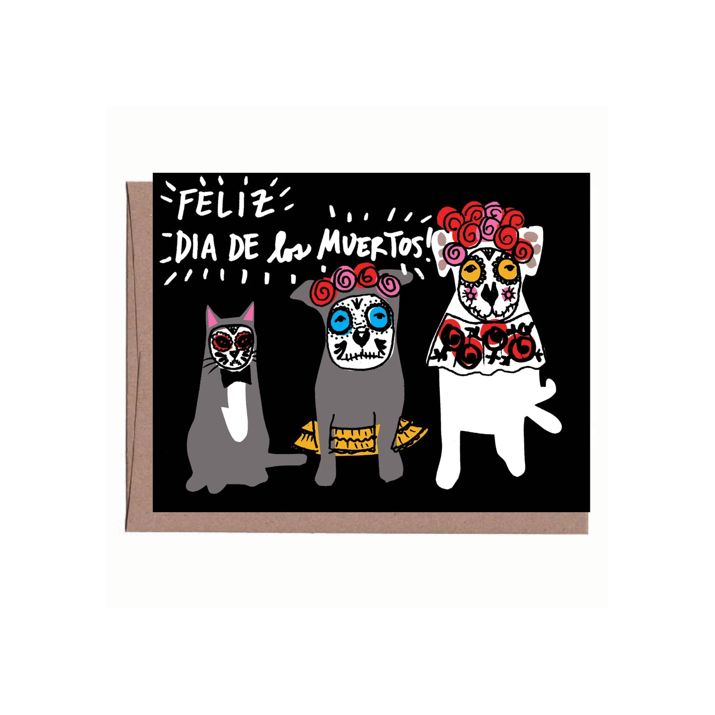 Dia De Los Muertos Pets Greeting Card