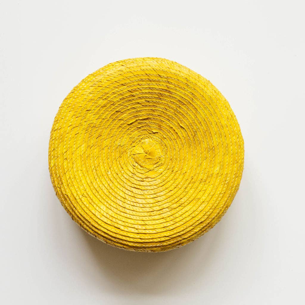 Palm Tortilla Warming Basket with Lid - Yellow
