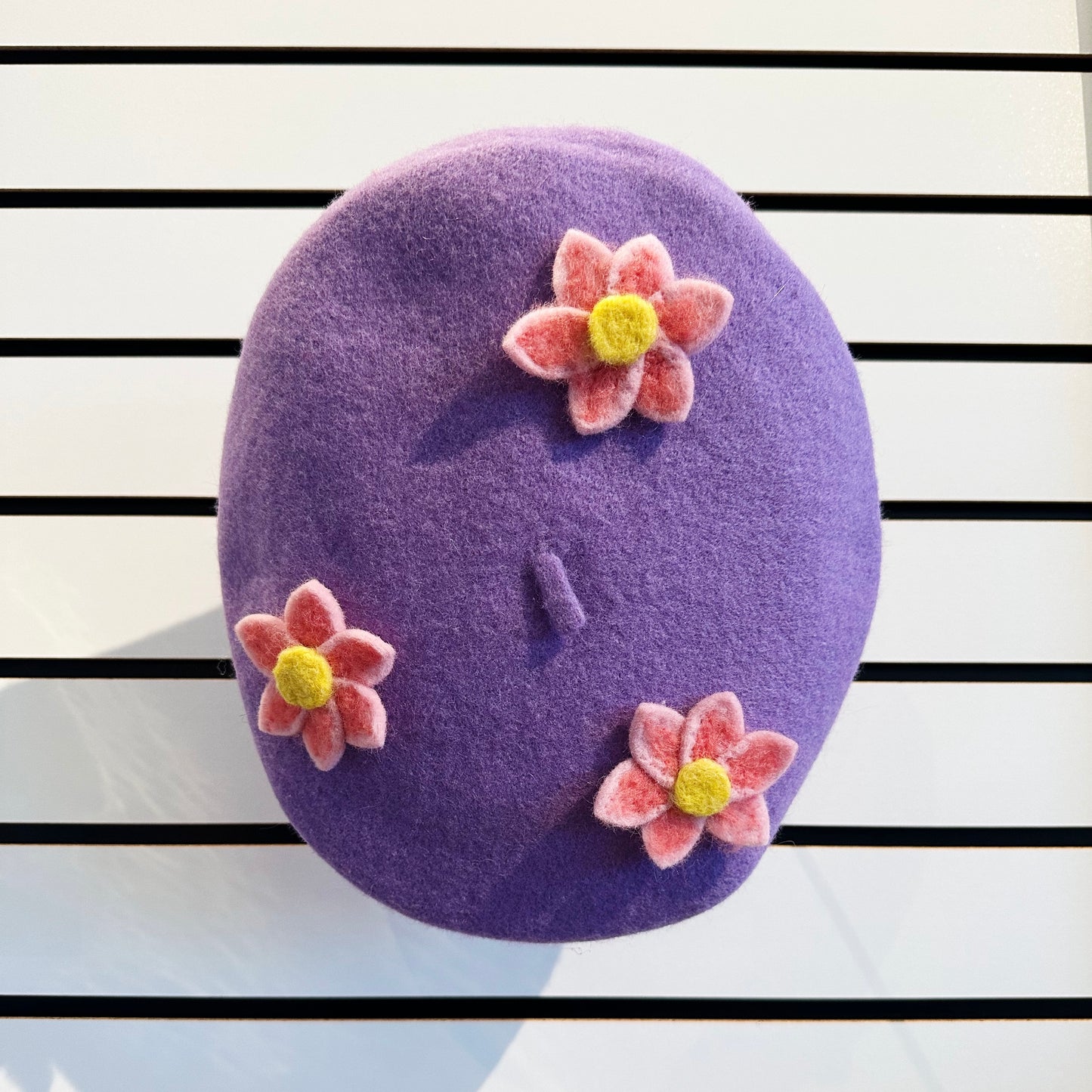 Purple Beret with Flowers