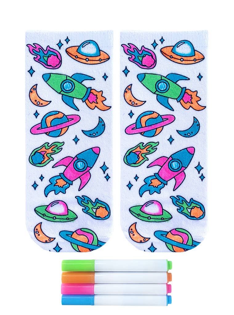 Outer Space Coloring Ankle Socks