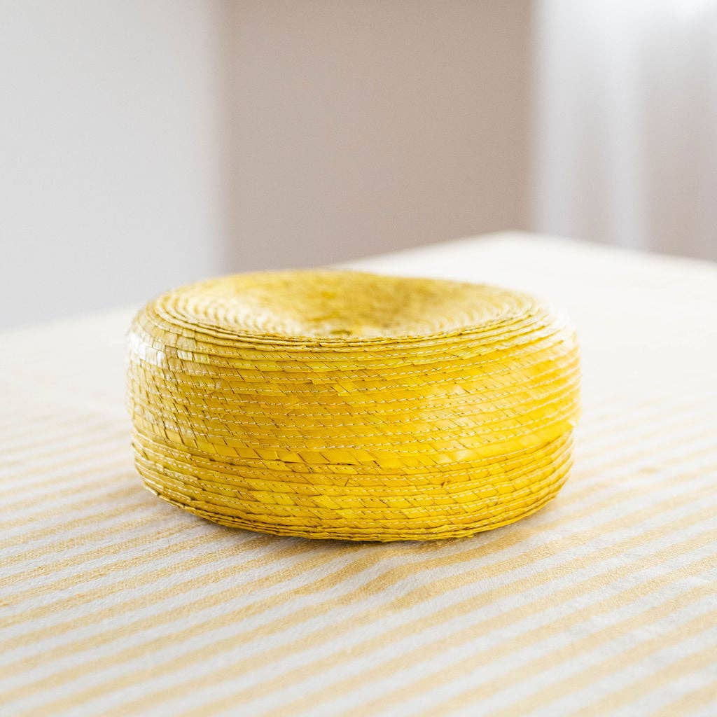 Palm Tortilla Warming Basket with Lid - Yellow