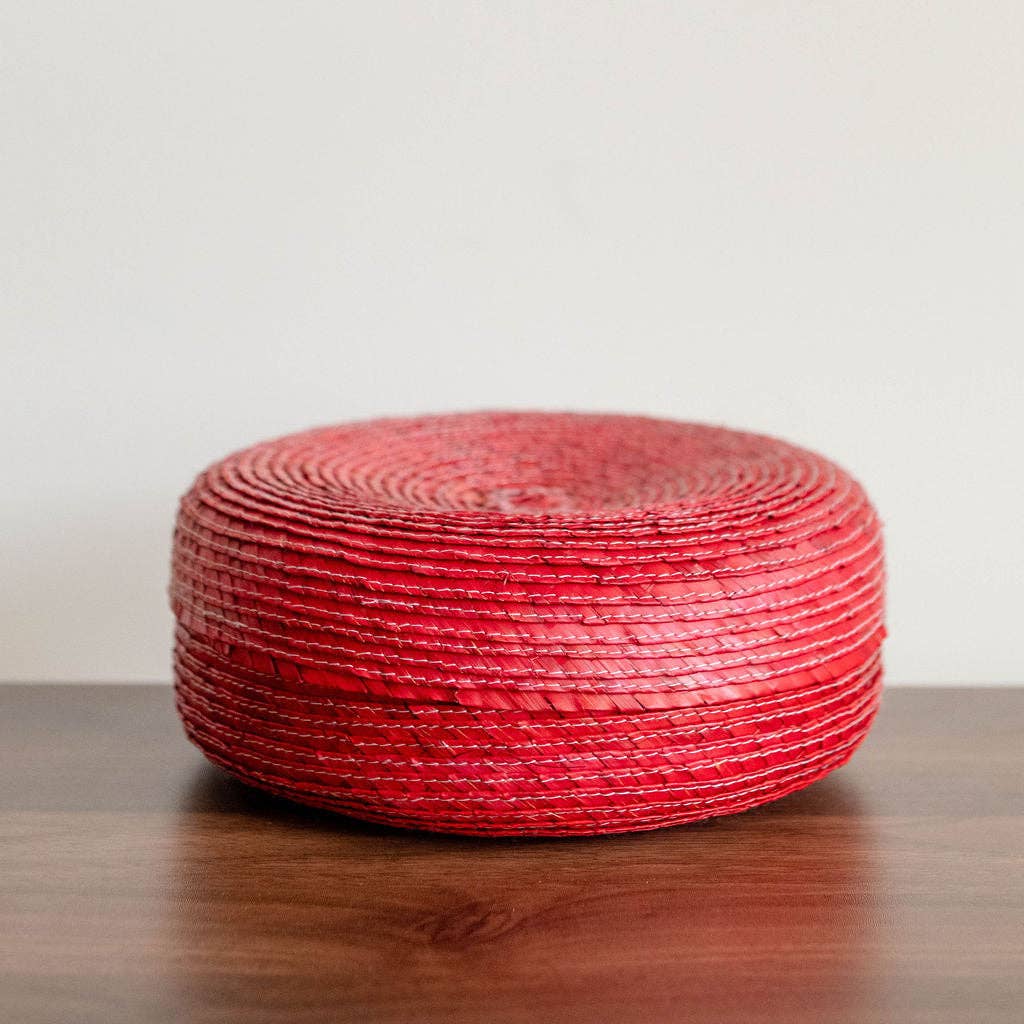 Palm Tortilla Warming Basket with Lid - Red