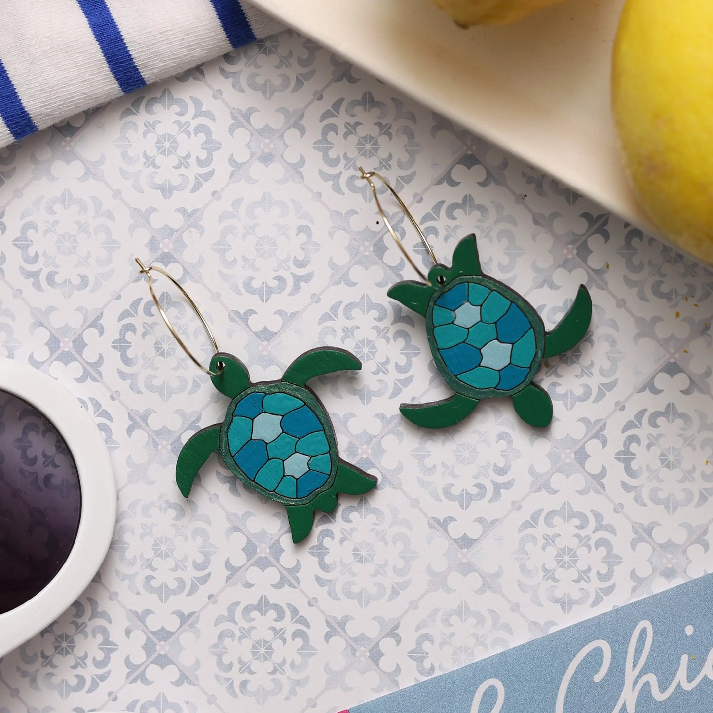 Sea Turtle Hoop Earrings