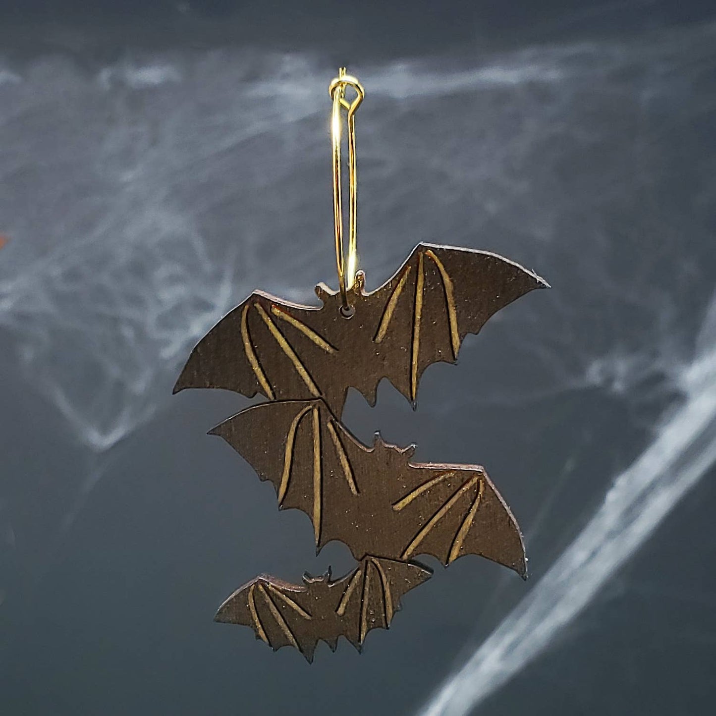 Shimmery Bat Hoop Earrings