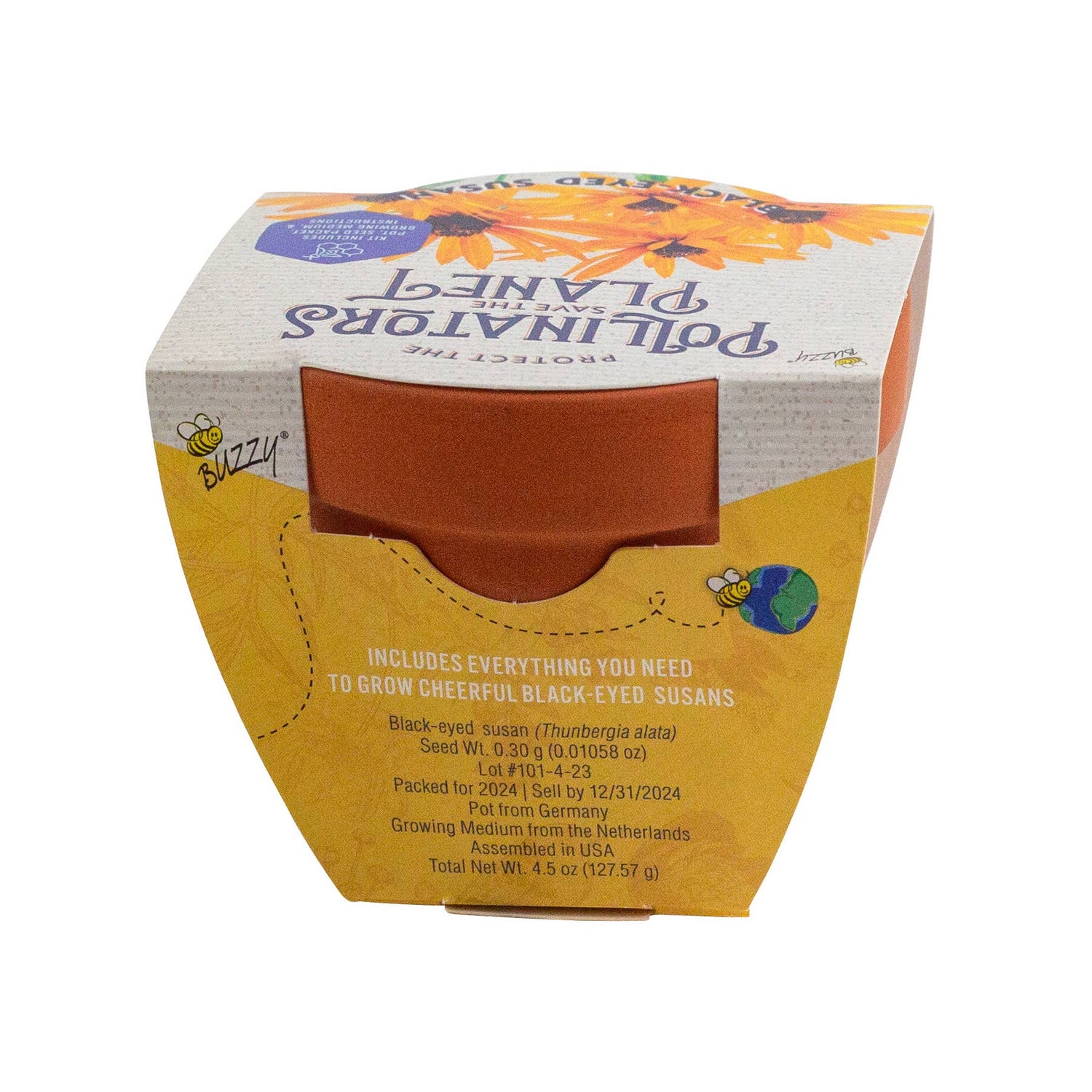 Back of packaging for Black-Eyed Susan grow kit.