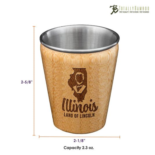 Illinois Bamboo Shot Glass, Stainless Steel Interior