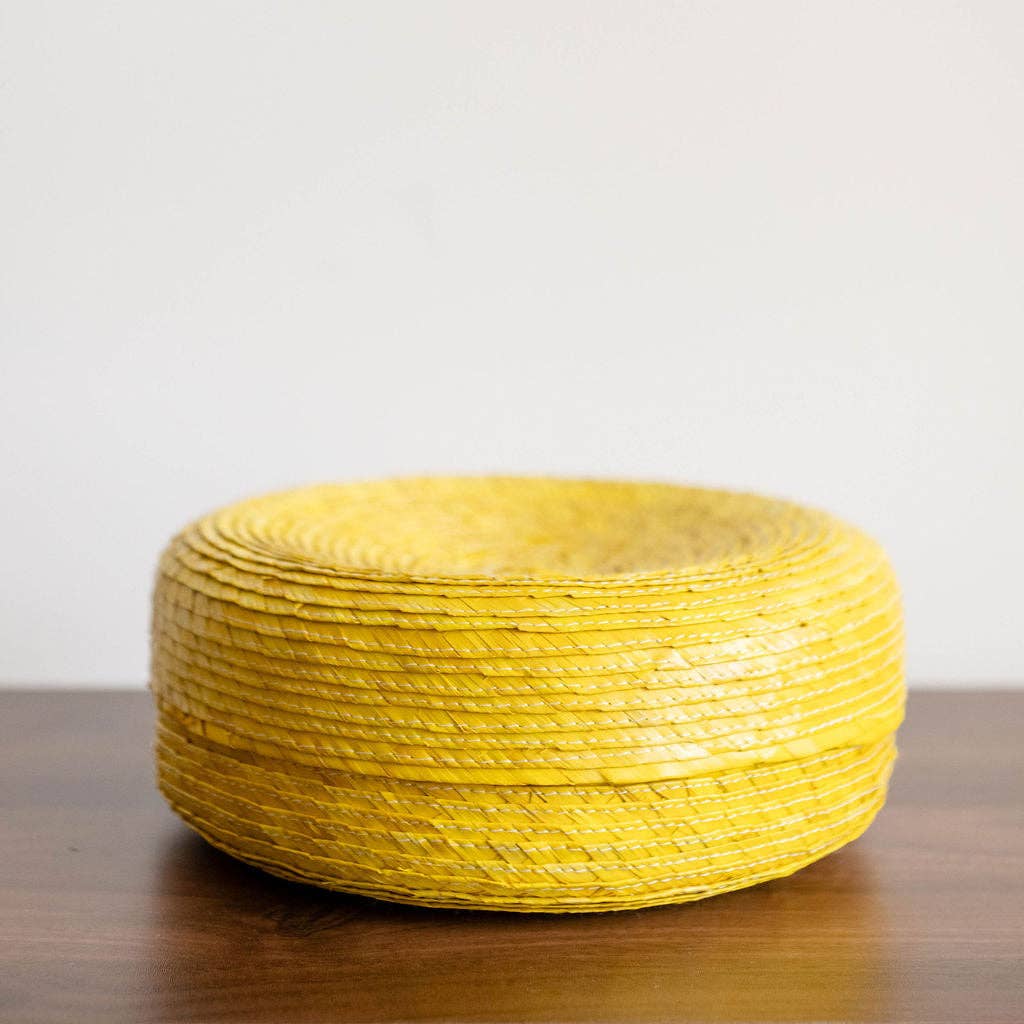 Palm Tortilla Warming Basket with Lid - Yellow