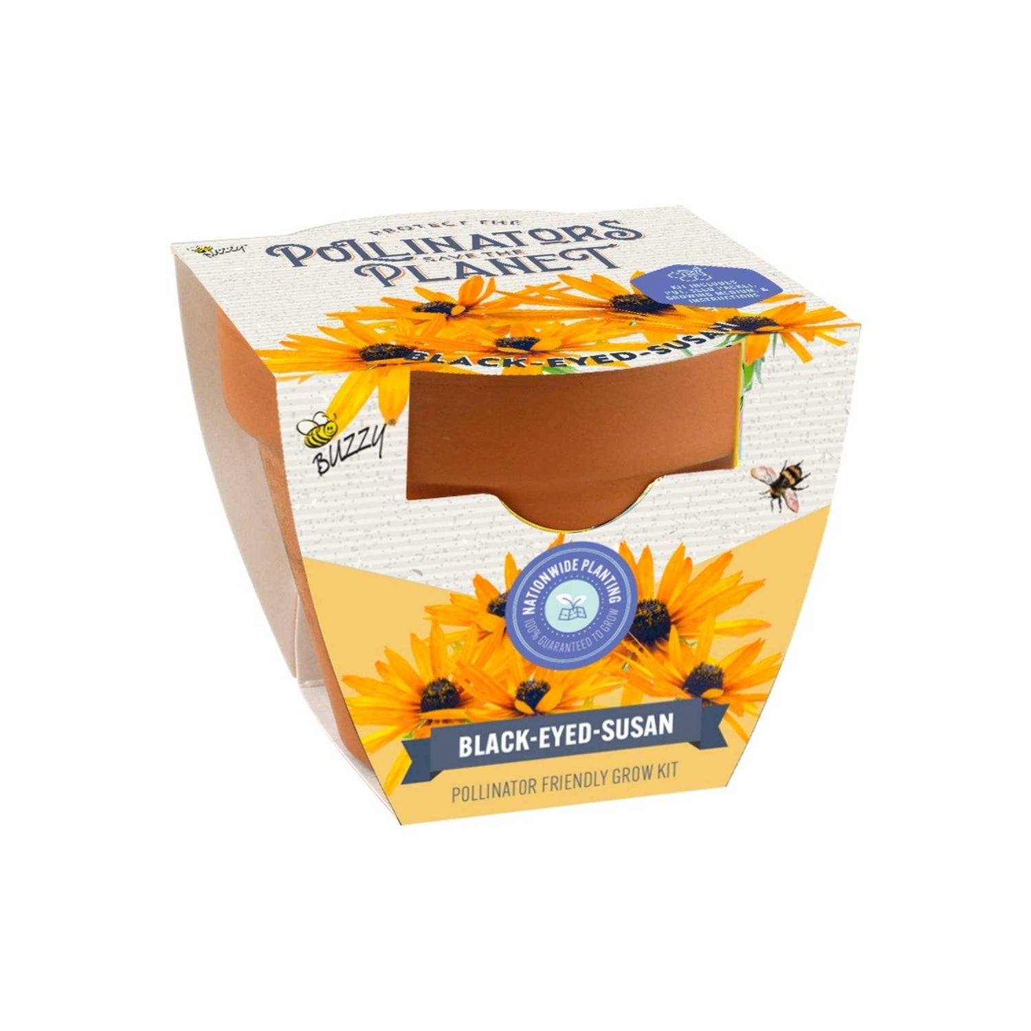 Black-eyed Susan pollinator-friendly grow kit on a white background