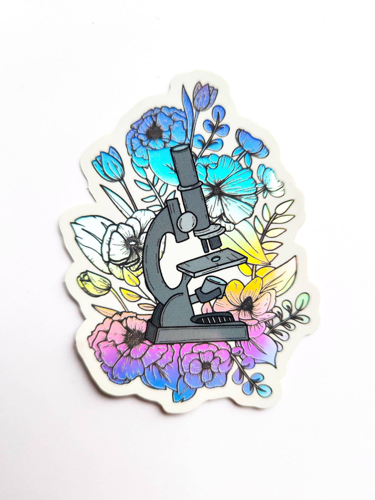 Holographic Microscope and Flowers Sticker
