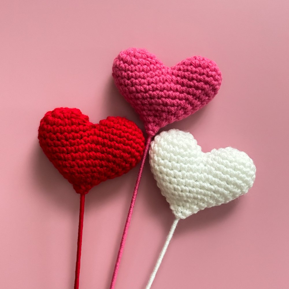 Crochet Amigurumi Heart Stems