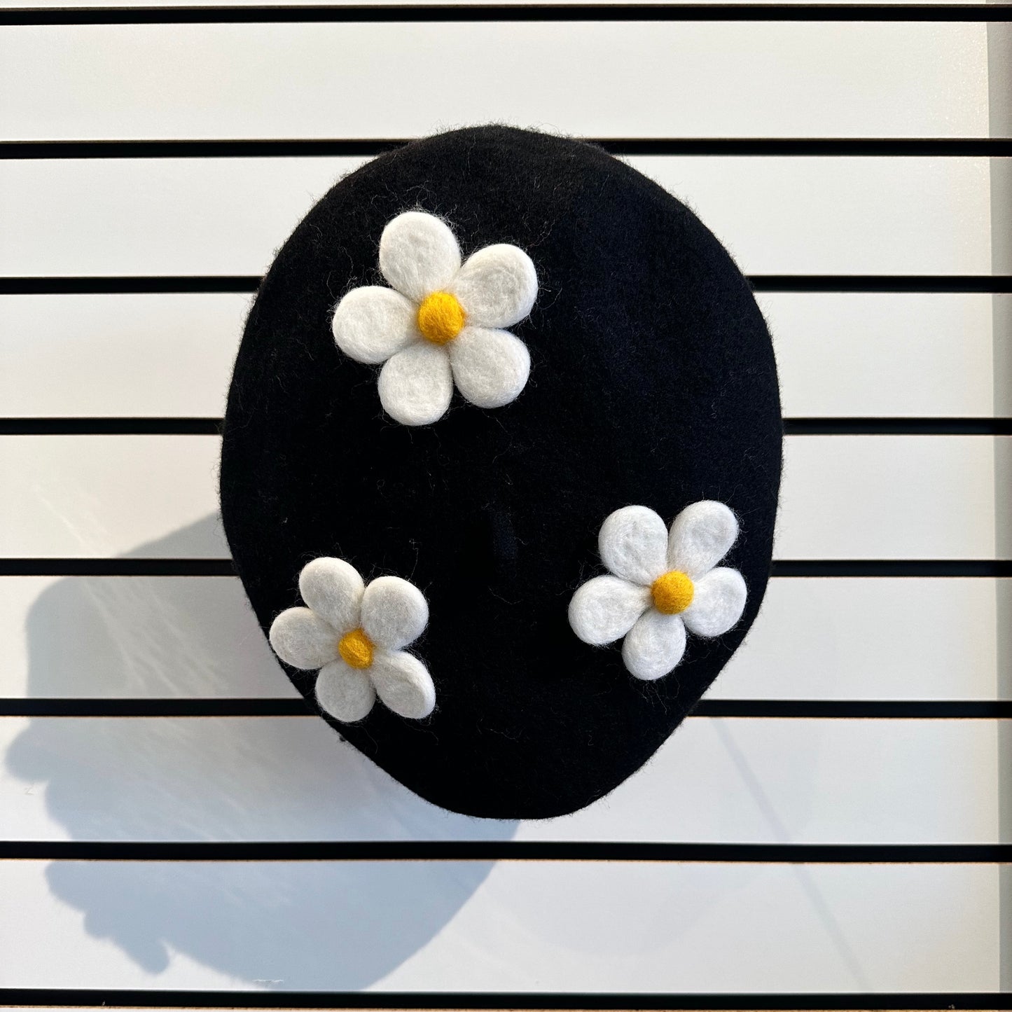 Black Beret with Flowers