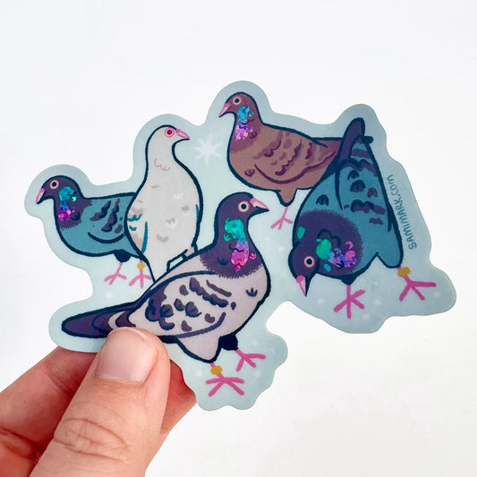 Sparkly Pigeons Sticker
