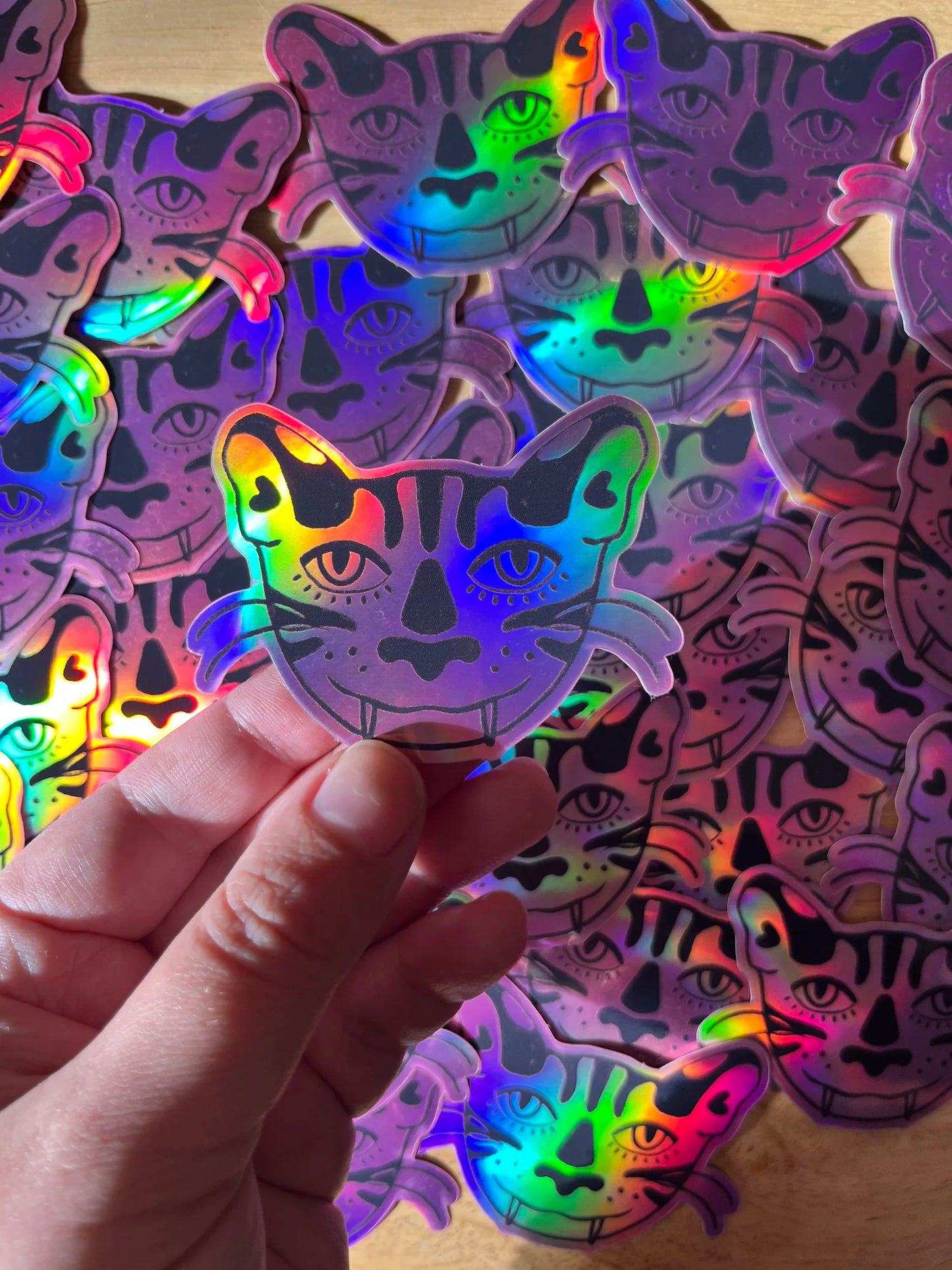 Grinning Tiger Holo Sticker