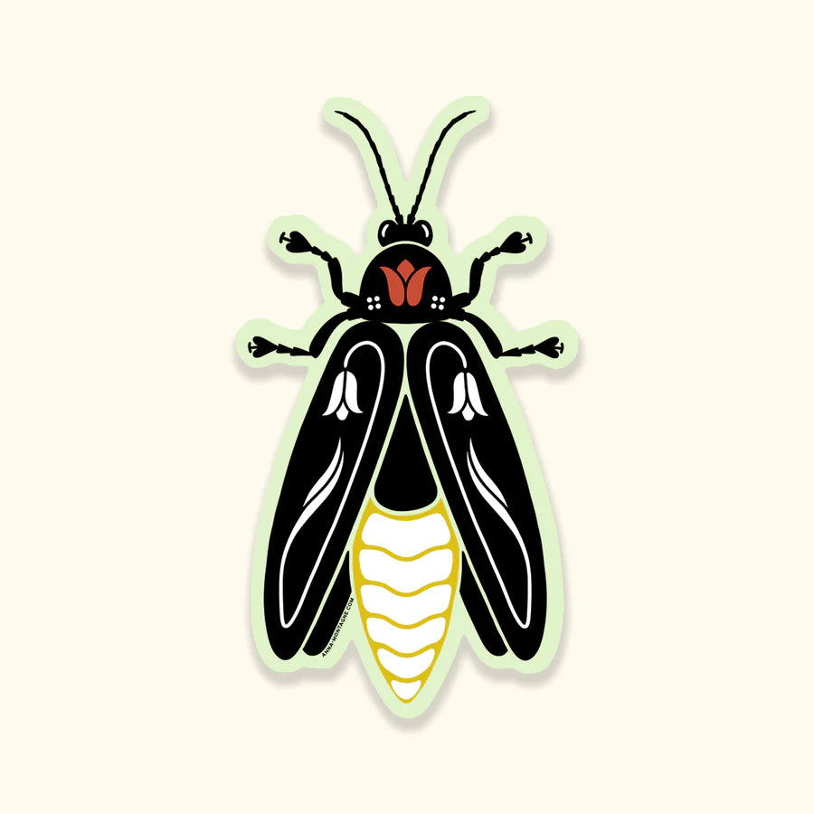 Lightning bug designed sticker on a white background.