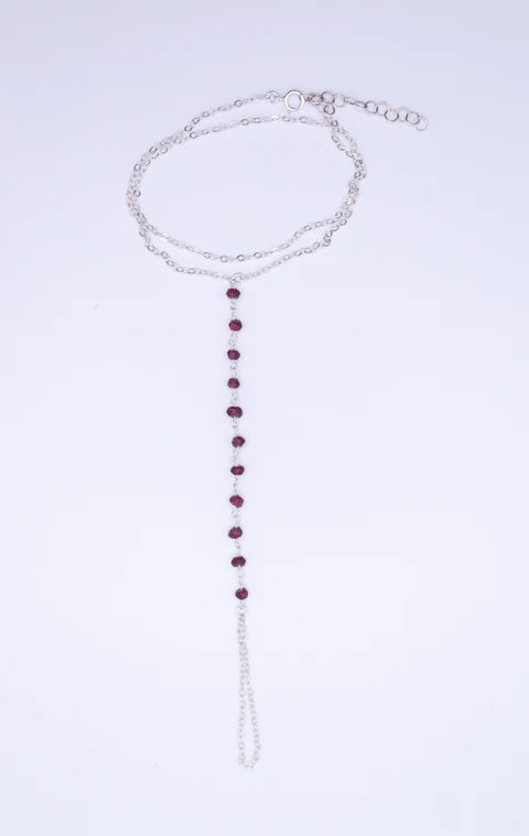 Paula Hand Chain (Silver/Red Garnet)
