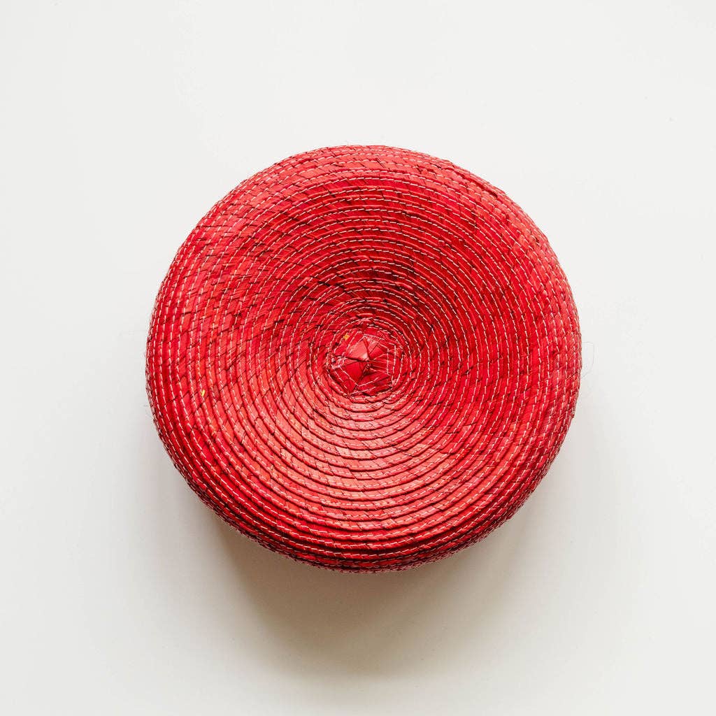 Palm Tortilla Warming Basket with Lid - Red