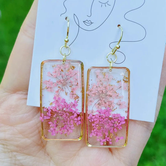 Pressed Lace Flower Earrings