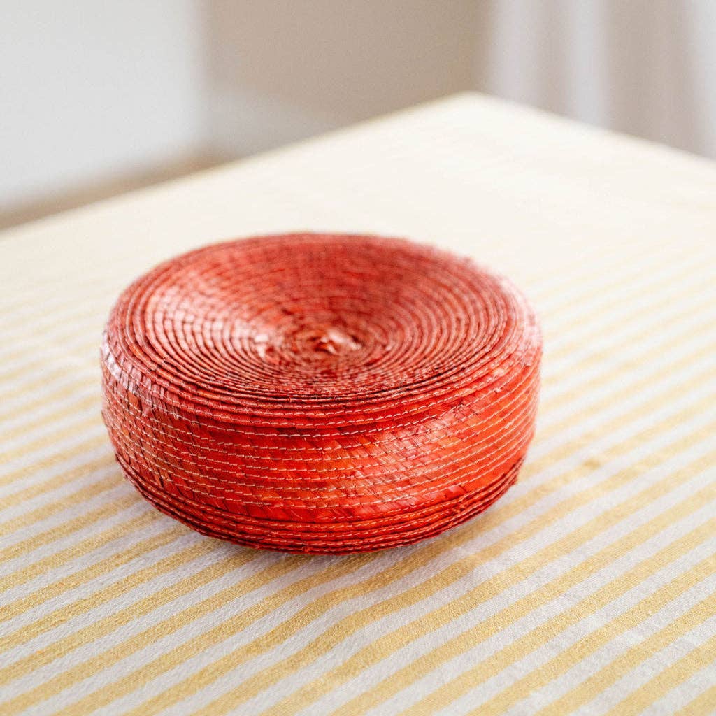 Palm Tortilla Warming Basket with Lid - Orange