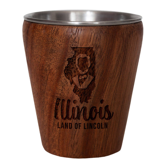 Illinois Acacia & Stainless Steel Shot Glass