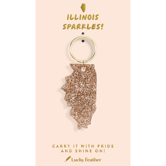 Illinois Glitter Keychain