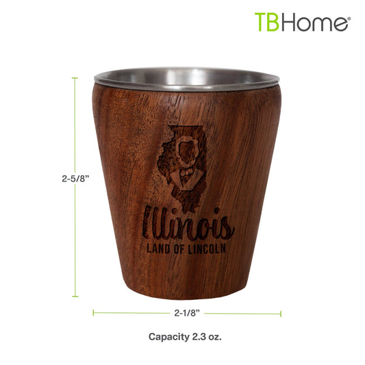 Illinois Acacia & Stainless Steel Shot Glass