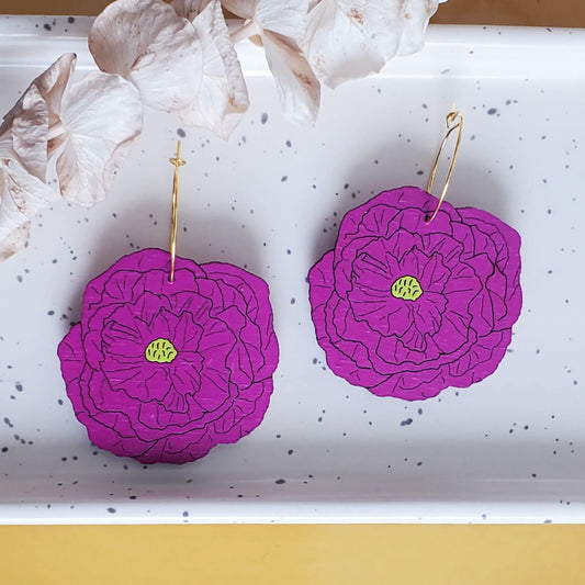 Mexican Purple Paper Flower Earrings